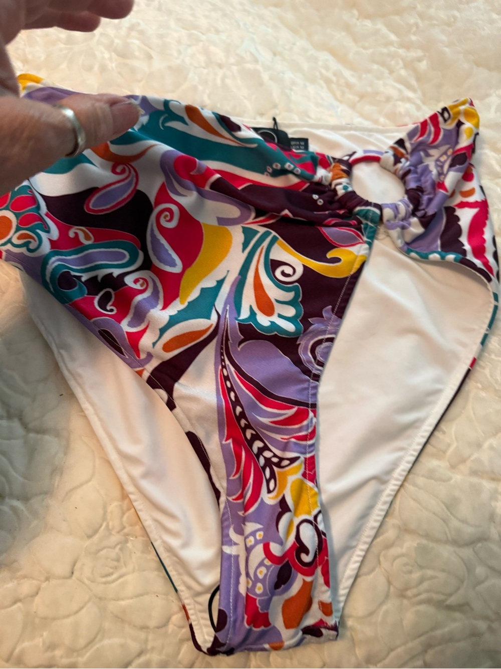 Patbo Colorful floral Paisley Bikini Bottom with Ring Detail